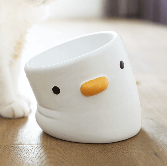 PURROOM Little Chicken Series - Plump Crooked Neck Ceramic Pet Bowl - {{product.type}} - PawPawUp