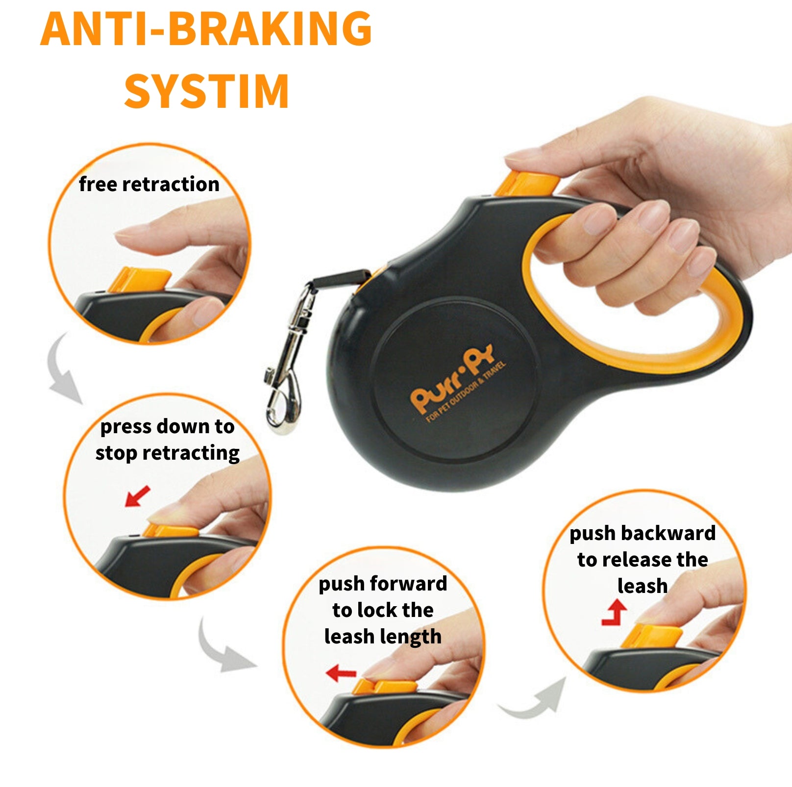 Purrpy Retractable Dog Leash - Reflective and Durable - {{product.type}} - PawPawUp