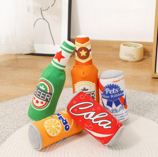 Sippin' Smiles Plush Pet Chewing Toy Set with Interactive Squeakers - {{product.type}} - PawPawUp