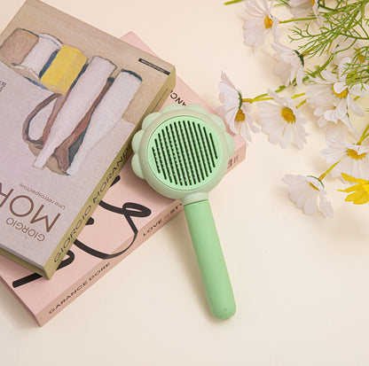 Sunflower Pet Brush – Grooming & Massage Tool with One-Click Fur Release - {{product.type}} - PawPawUp