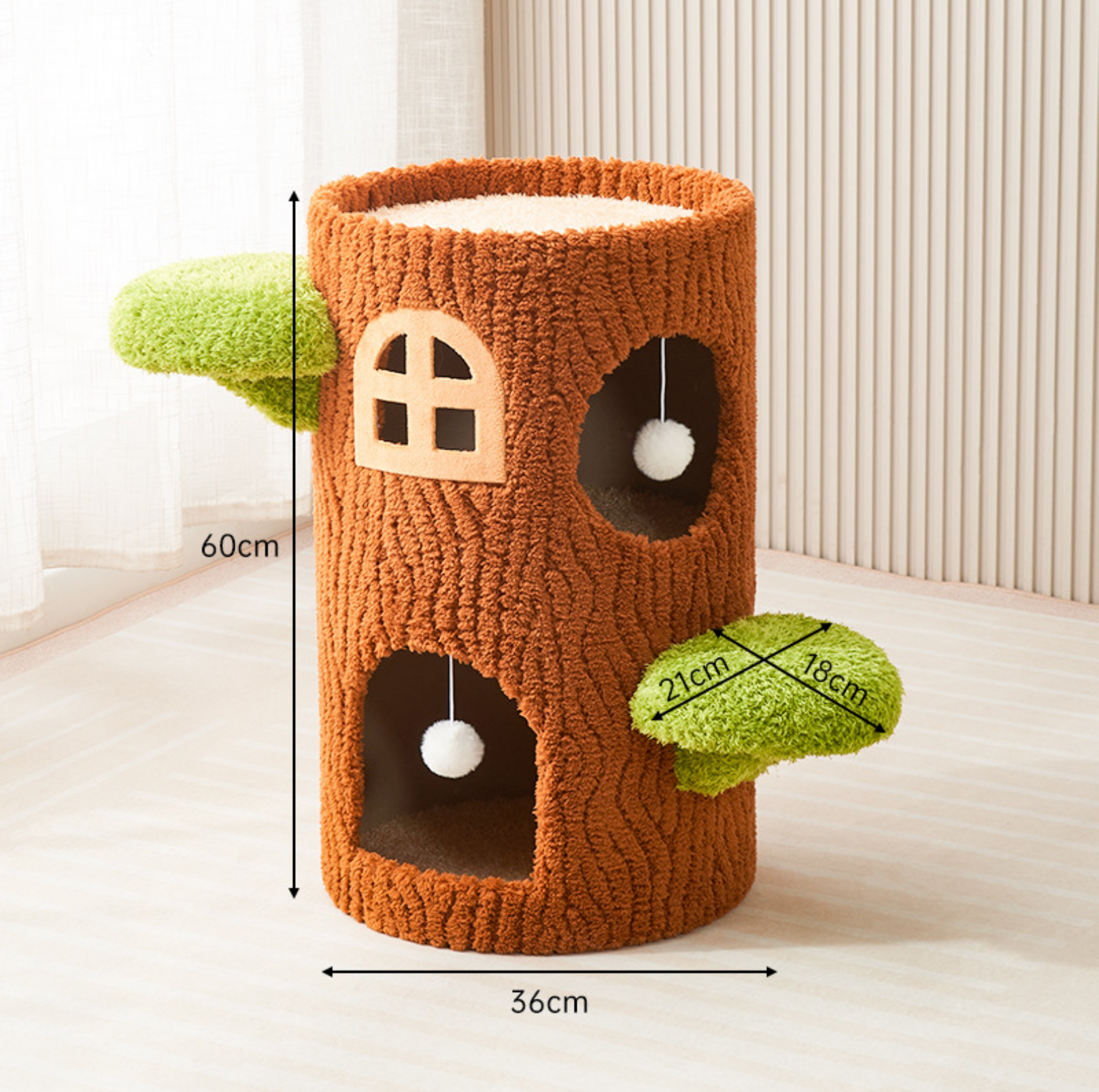 Tree Trunk Cat Tower – Cozy Hideaway & Scratcher in One - {{product.type}} - PawPawUp