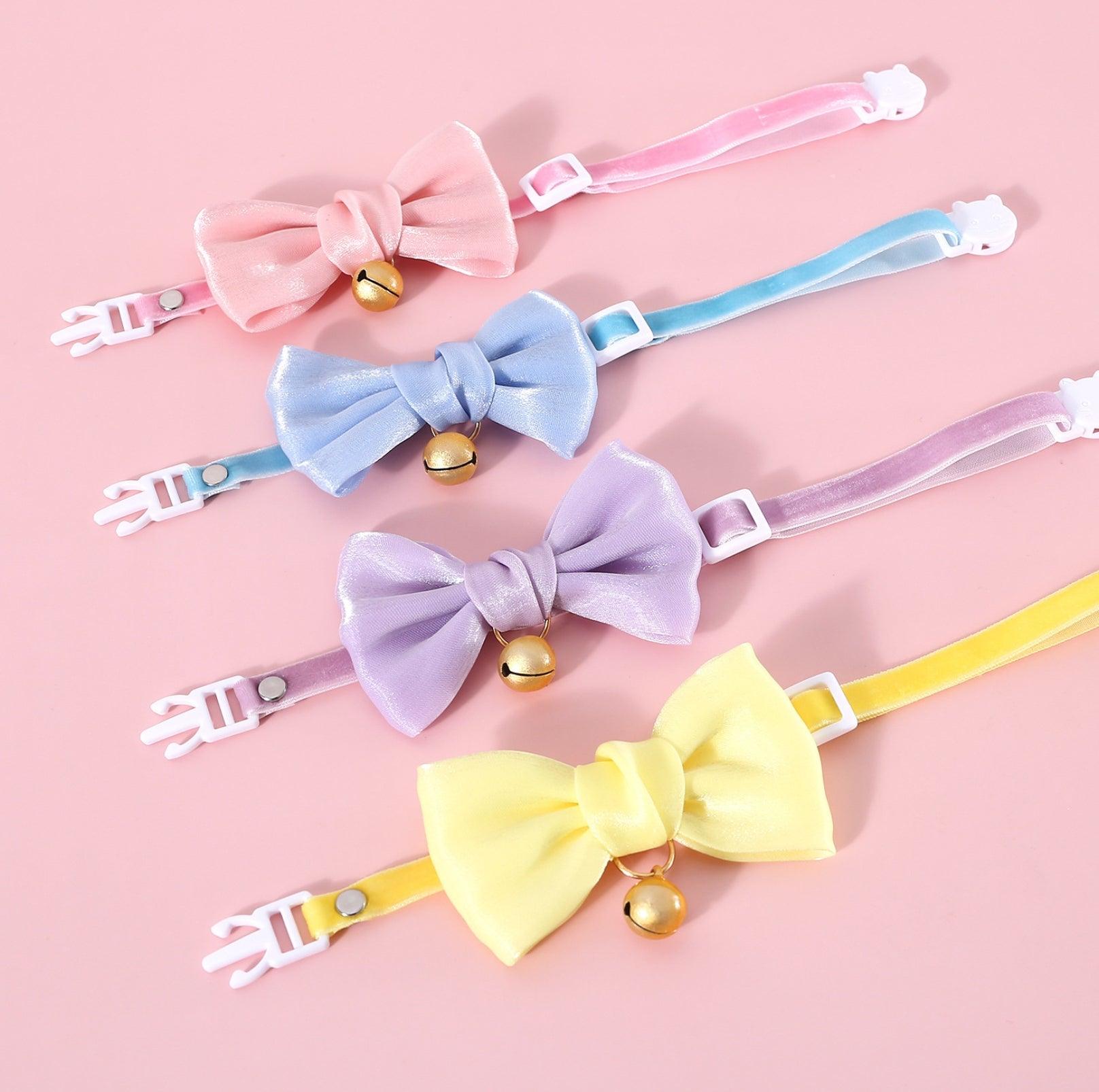 Velvet Pearl Bow Adjustable Pet Collar - {{product.type}} - PawPawUp