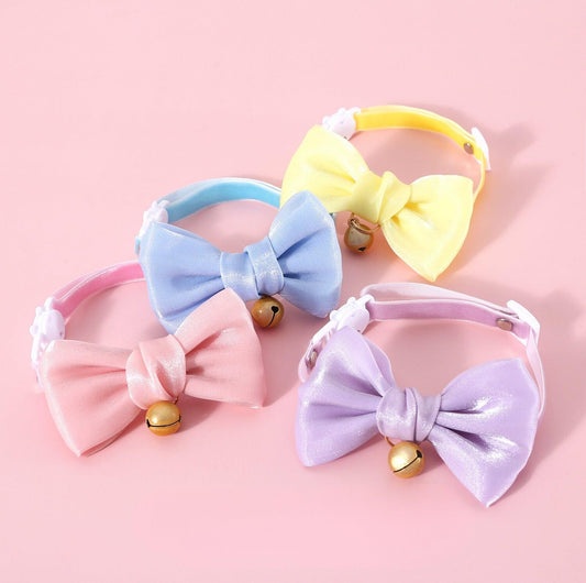 Velvet Pearl Bow Adjustable Pet Collar - {{product.type}} - PawPawUp