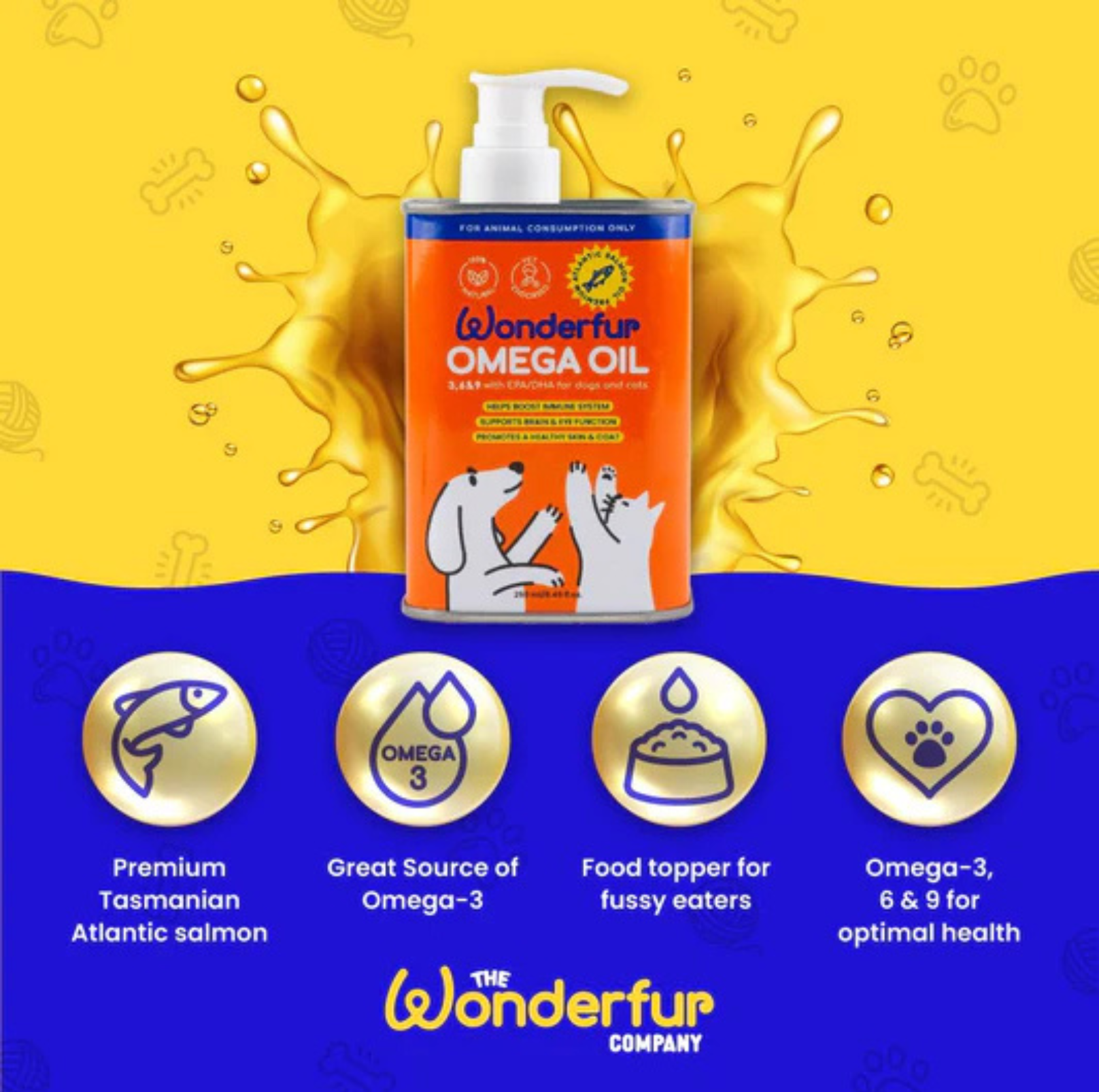 Wonderfur Super Omega Oil for Dogs & Cats 250mL - {{product.type}} - PawPawUp