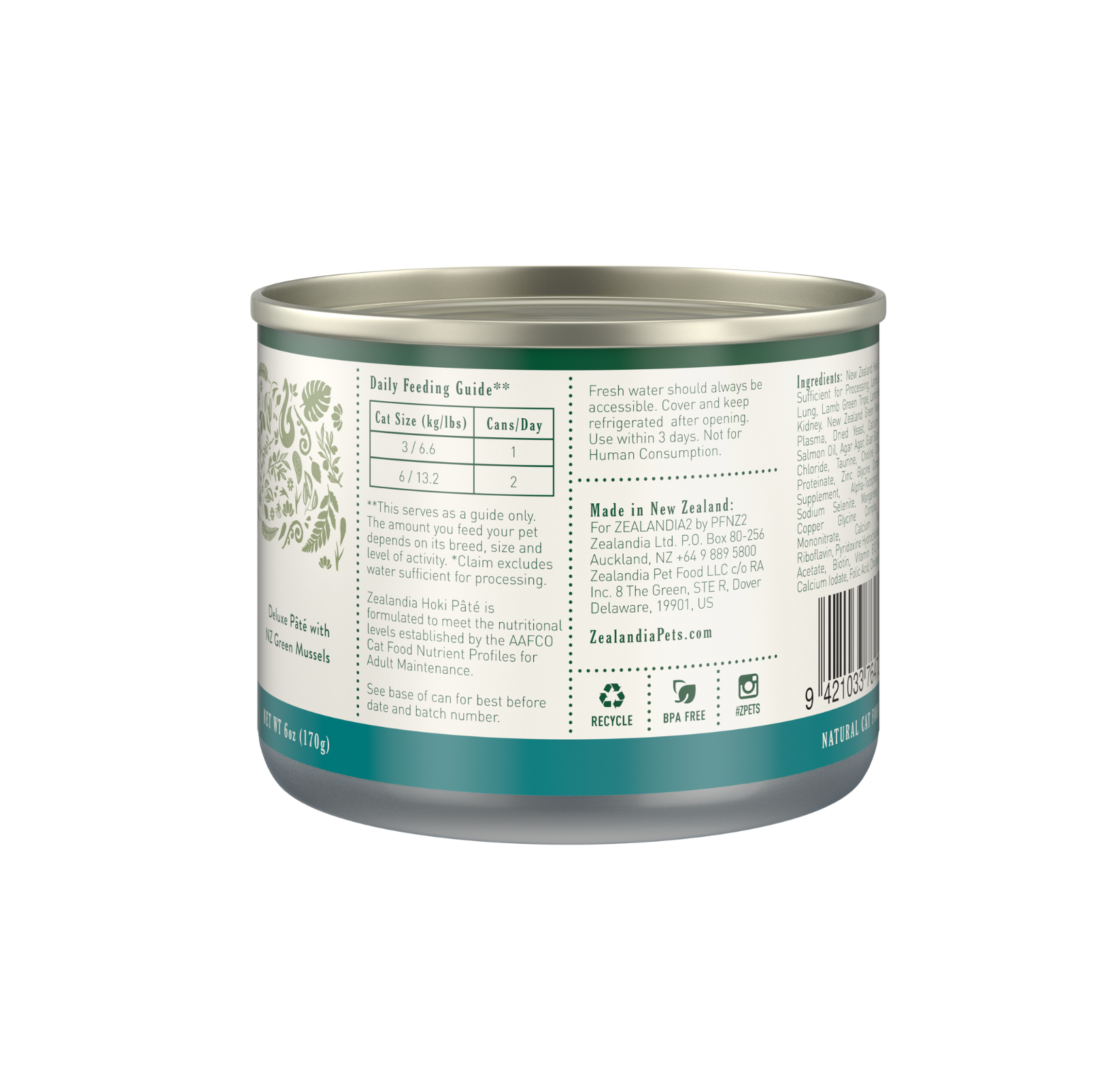 Zealandia Grain Free Hoki Fish Pate Adult Cat Wet Food 170g - {{product.type}} - PawPawUp