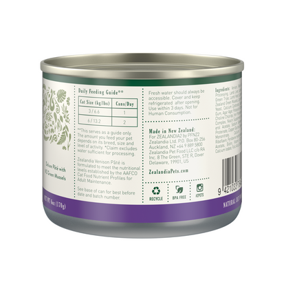 Zealandia Grain Free Venison Pate Adult Cat Wet Food 170g - {{product.type}} - PawPawUp