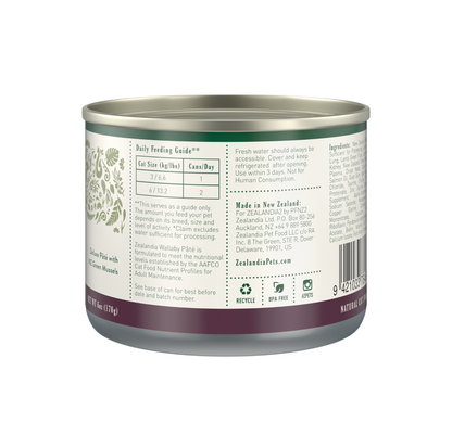 Zealandia Grain Free Wallaby Pate Adult Cat Wet Food 170g - {{product.type}} - PawPawUp