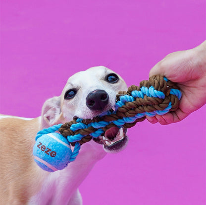 ZeZe Durable Rope Chew Toy for Dogs With Flet Ball - {{product.type}} - PawPawUp