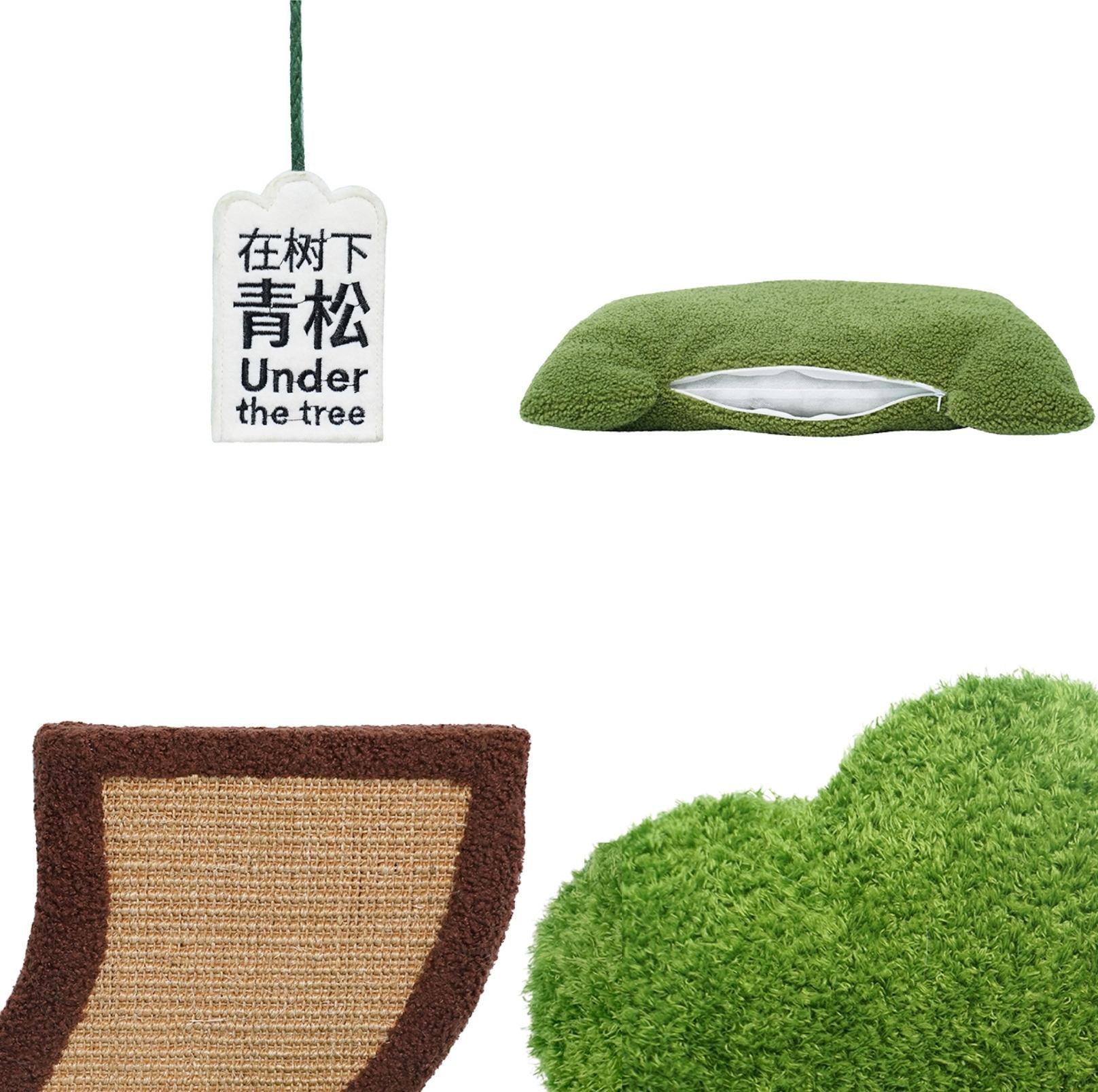 ZeZe Multifunctional Cat Bed With Sisal Scratcher And Dangly Toy "Relax Under The Potted-Tree" - {{product.type}} - PawPawUp