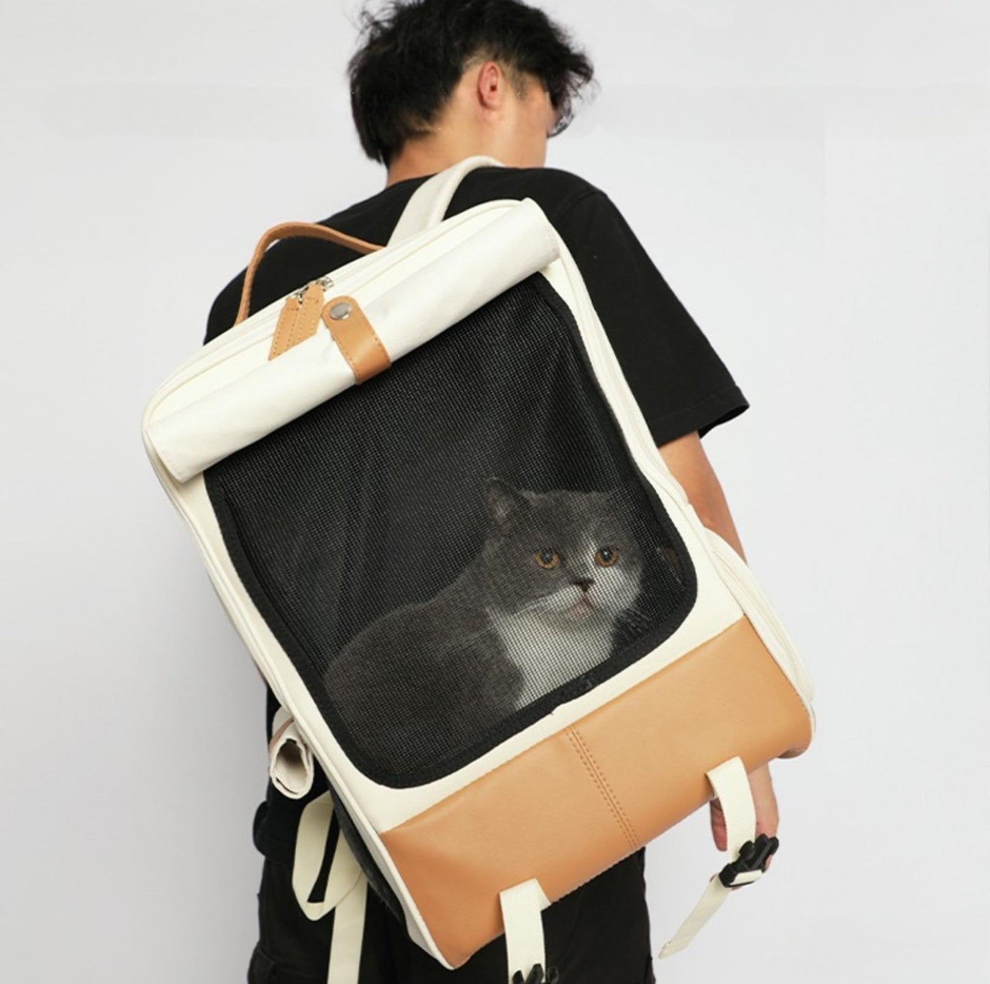 Super Large Foldable Pet Cat Carrier Backpack Bag With Ventilation And Privacy Curtain - {{product.type}} - PawPawUp