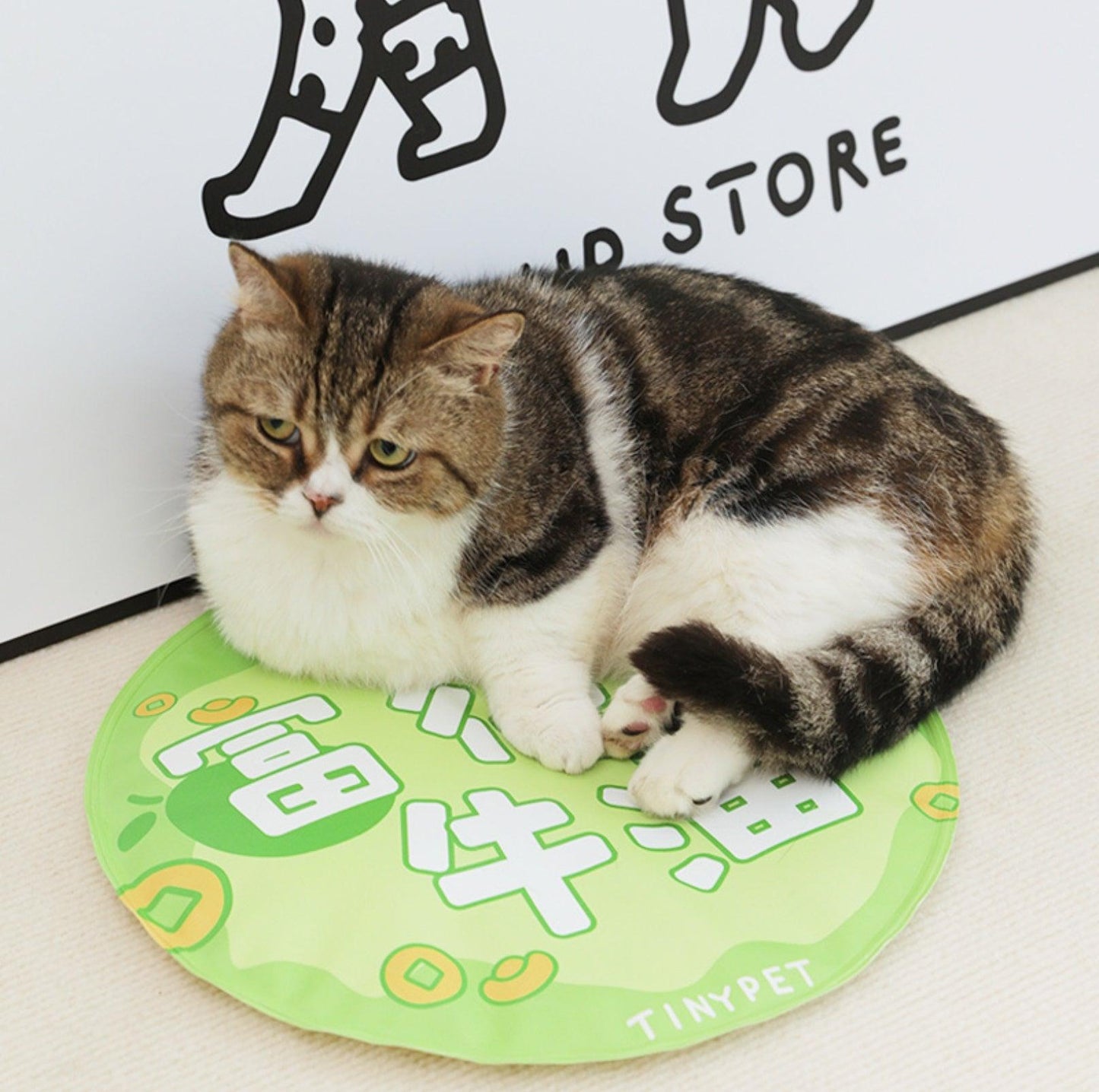 Round Cartoon Pattern Pet Cooling Mat Sleeping Mat Cat Bed - {{product.type}} - PawPawUp