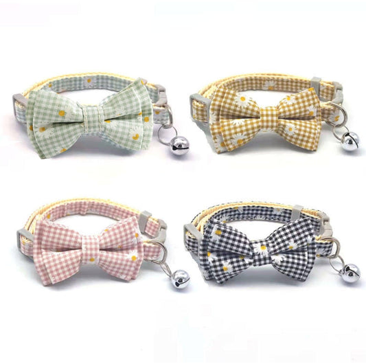 Pet Adjustable Bow Collar with Daisy Pattern - {{product.type}} - PawPawUp