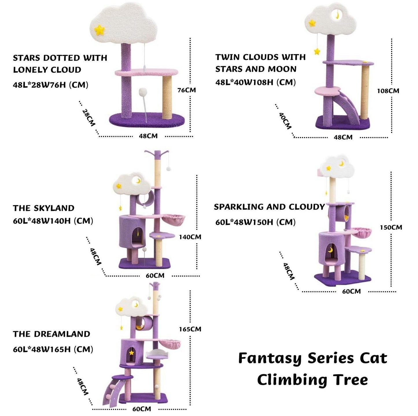 Fantasy Series Climbing Frame Cat Tree - Dreamland (Height 165cm) - {{product.type}} - PawPawUp