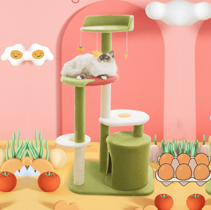 Fried Egg With Tomato Cat Tree Climbing Frame With Scratching Posts - {{product.type}} - PawPawUp