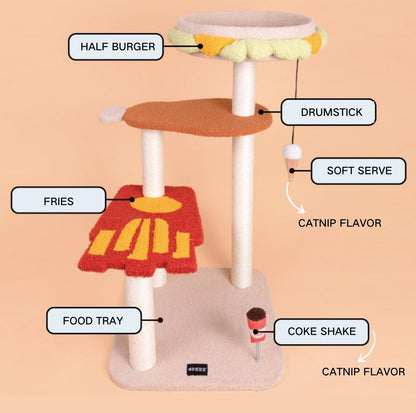 PurLab Family Meal 3-Levels Cat Tree With Scratching Post - {{product.type}} - PawPawUp