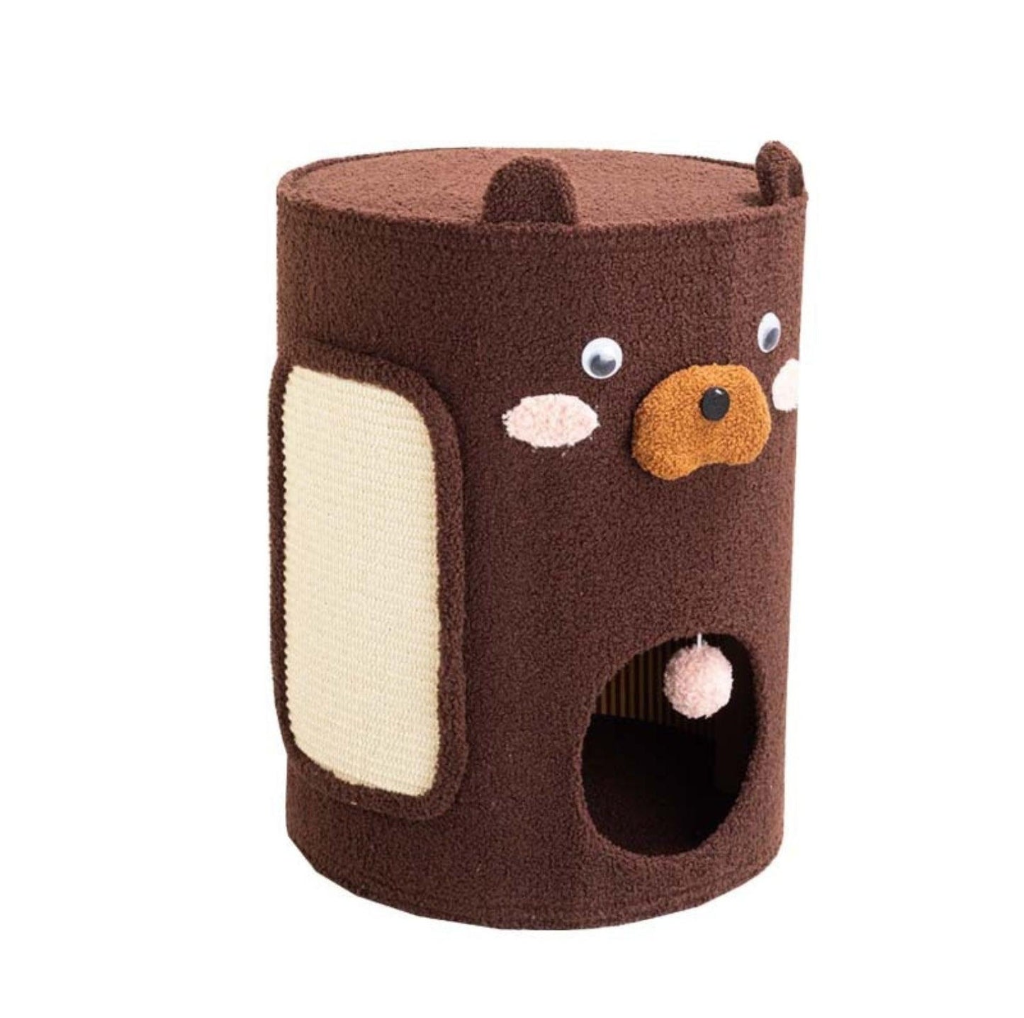 Bear Barrel Cat Scratching Post with Detachable Plush Covering - {{product.type}} - PawPawUp