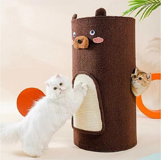 Bear Barrel Cat Scratching Post with Detachable Plush Covering - {{product.type}} - PawPawUp