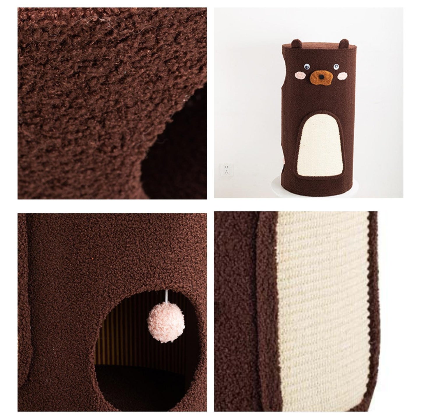 Bear Barrel Cat Scratching Post with Detachable Plush Covering - {{product.type}} - PawPawUp