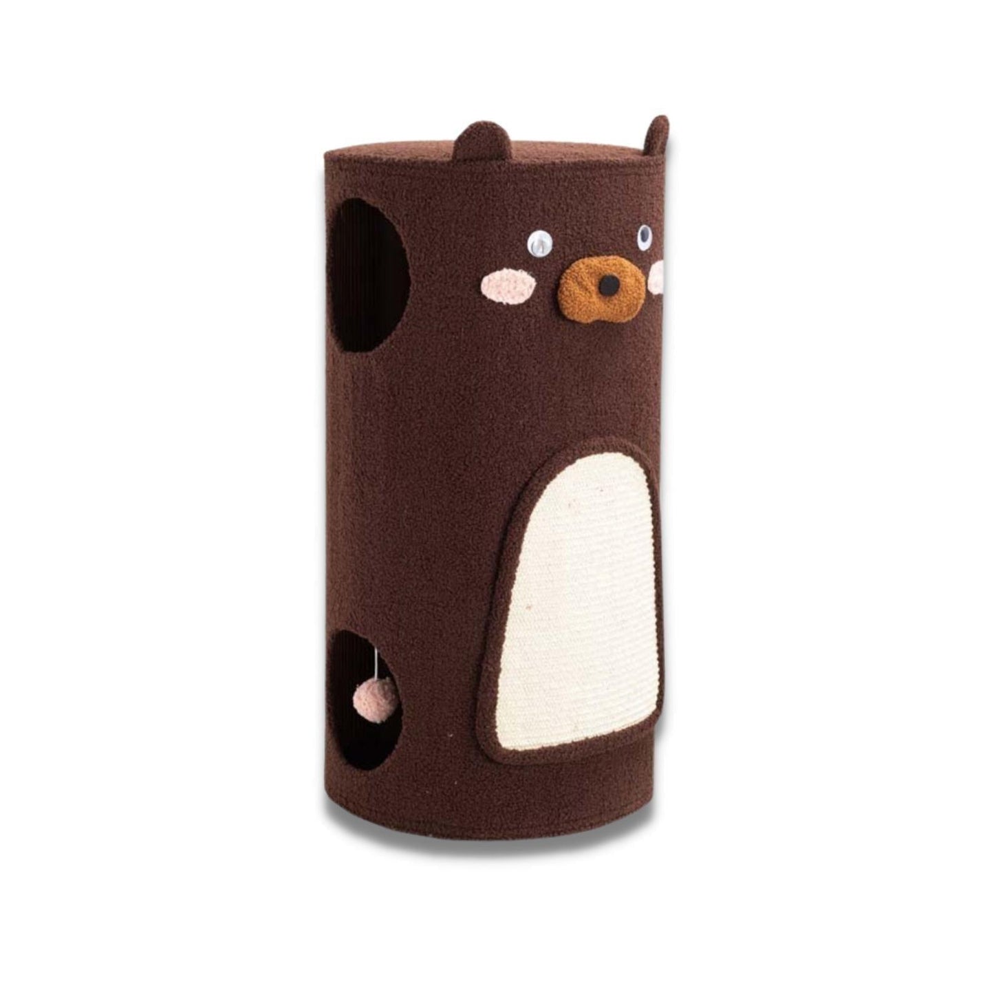 Bear Barrel Cat Scratching Post with Detachable Plush Covering - {{product.type}} - PawPawUp