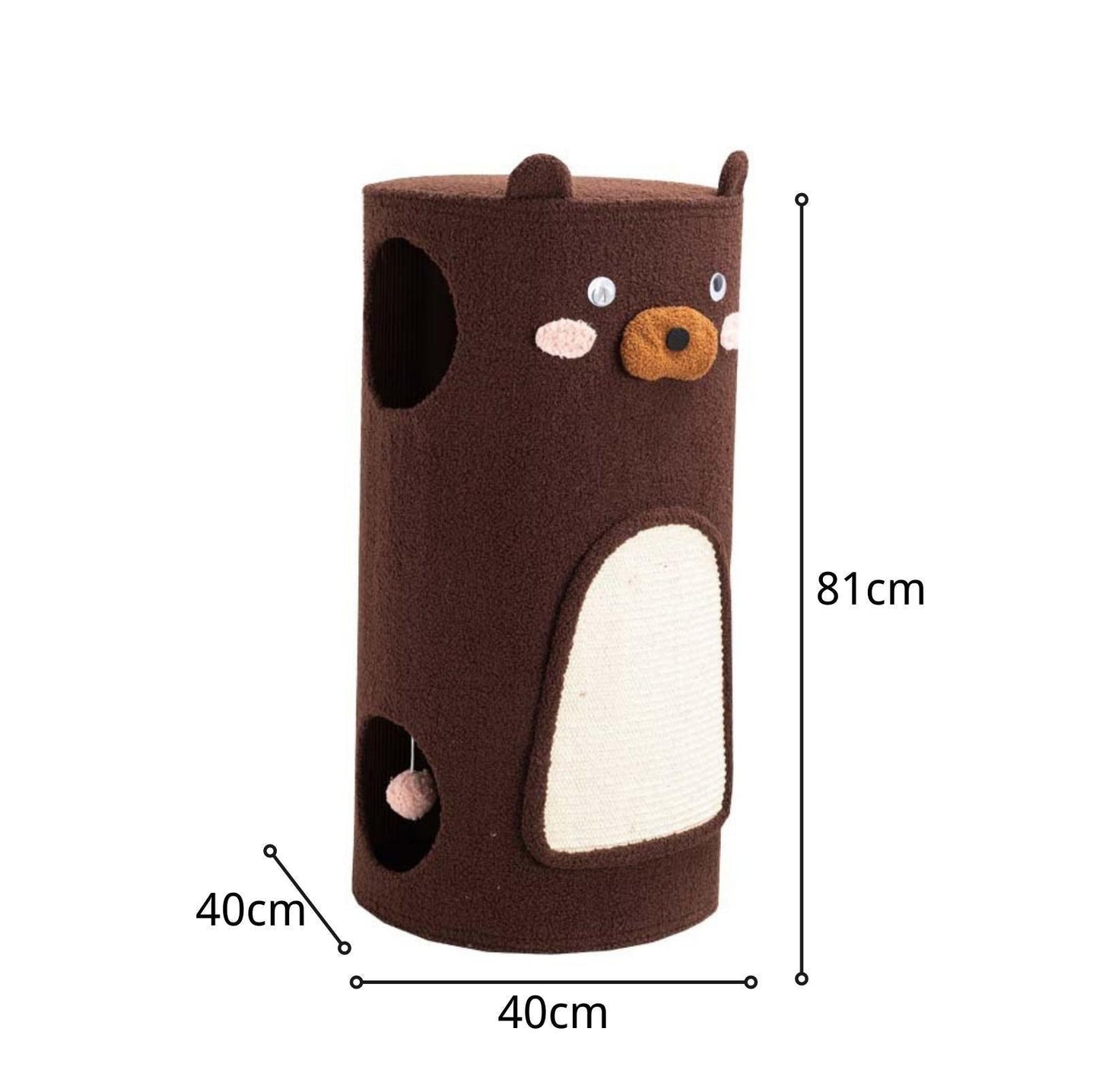 Bear Barrel Cat Scratching Post with Detachable Plush Covering - {{product.type}} - PawPawUp