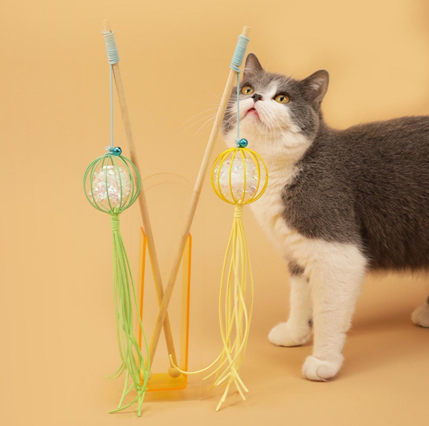 Suede Tasseled Lantern-Styled Cat Stick Cat Toys