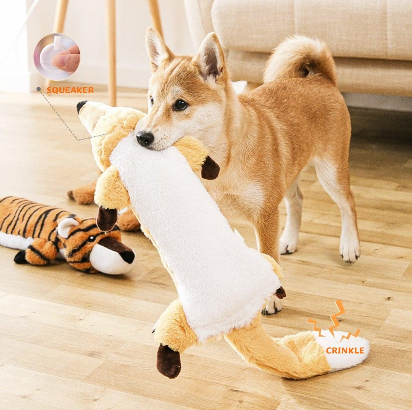 Animal Style Pocketed Plush Dog Toy - Fillable with Water Bottle for Extra Fun - {{product.type}} - PawPawUp