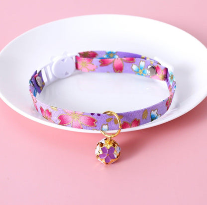 Japanese Style Adjustable Pet Flower Hollow Bell Collar - {{product.type}} - PawPawUp