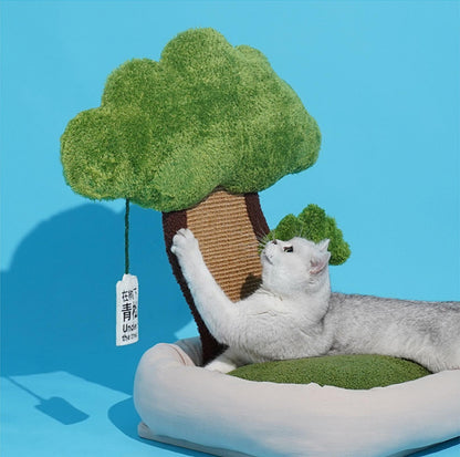 ZeZe Multifunctional Cat Bed With Sisal Scratcher And Dangly Toy "Relax Under The Potted-Tree" - {{product.type}} - PawPawUp