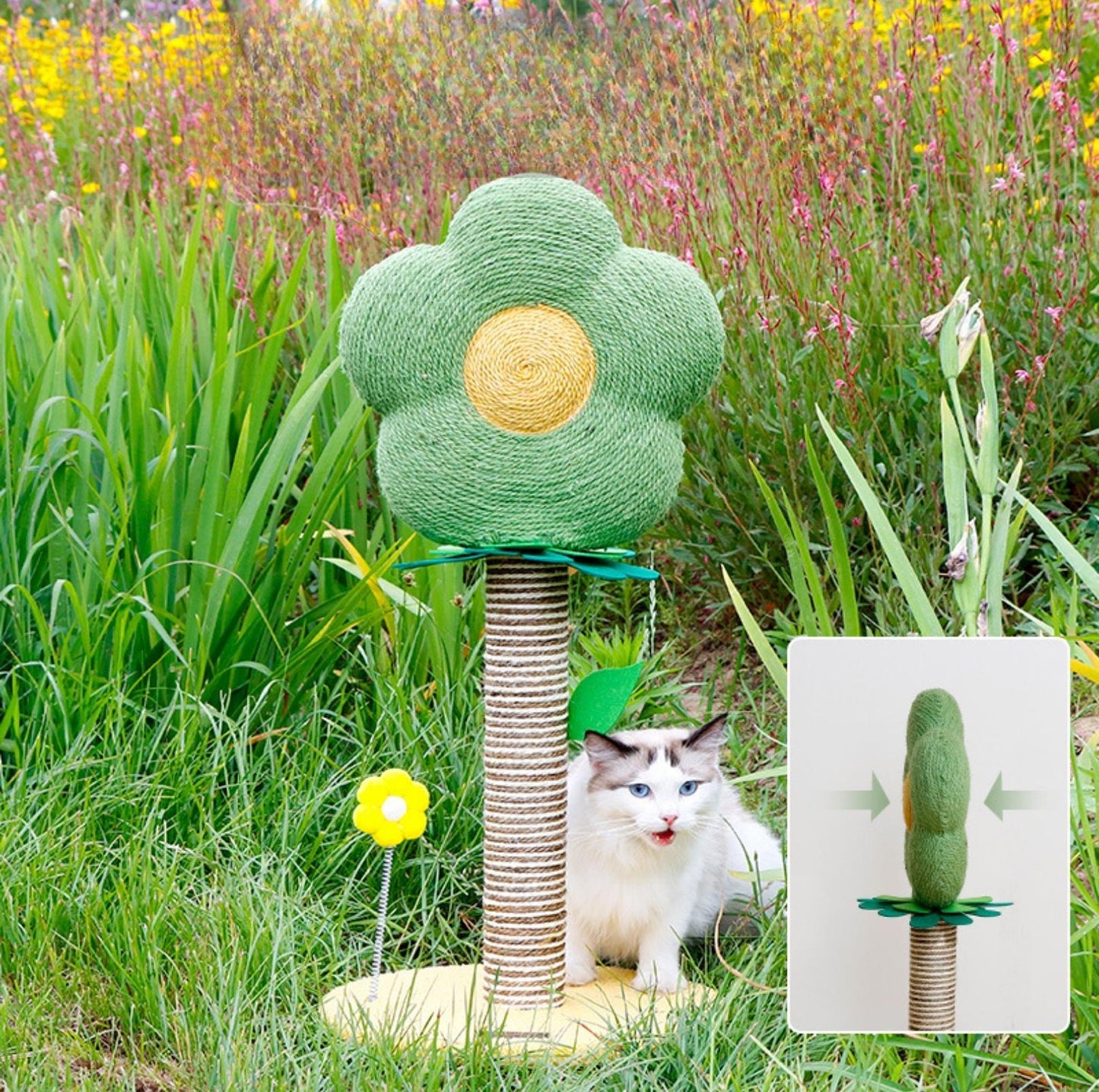 Colourful Flower Style Sisal Cat Scratching Post | Cat Tree - {{product.type}} - PawPawUp