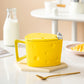 Cheese-Styled Ceramic Coffee Mug with 3D Mouse Lid and Spoon