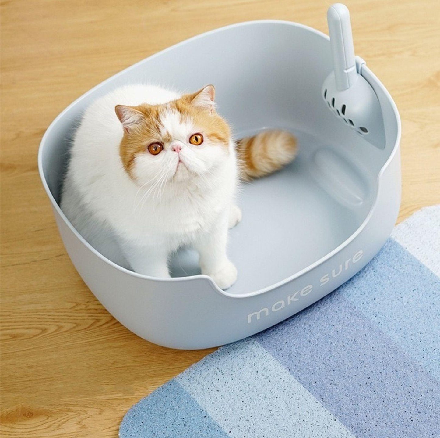 Makesure Open Cat Litter Tray Cat Litter Box (Litter mat included) - {{product.type}} - PawPawUp