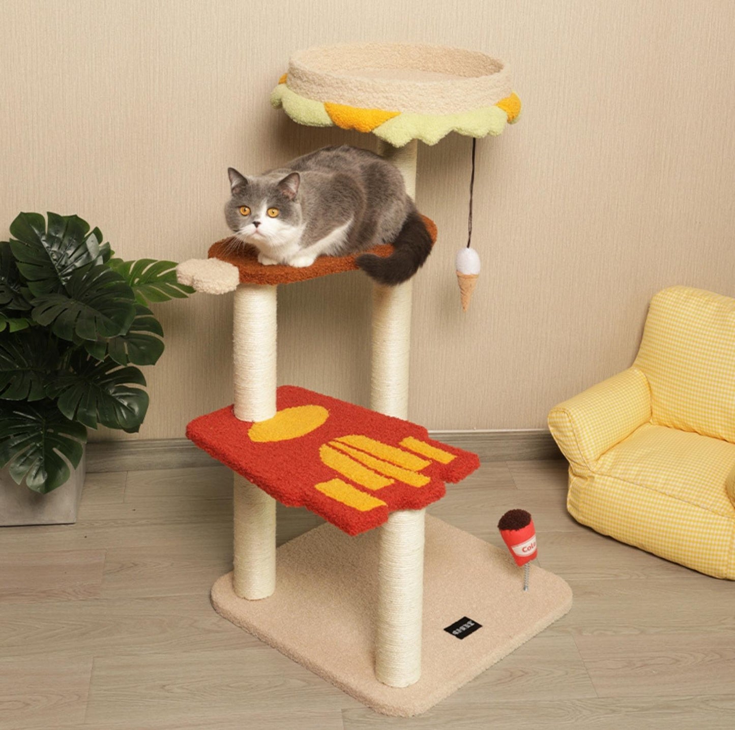 PurLab Family Meal 3-Levels Cat Tree With Scratching Post - {{product.type}} - PawPawUp
