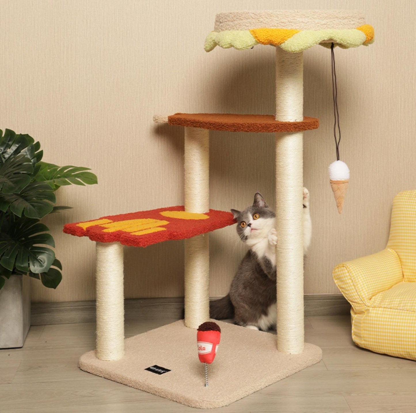PurLab Family Meal 3-Levels Cat Tree With Scratching Post - {{product.type}} - PawPawUp