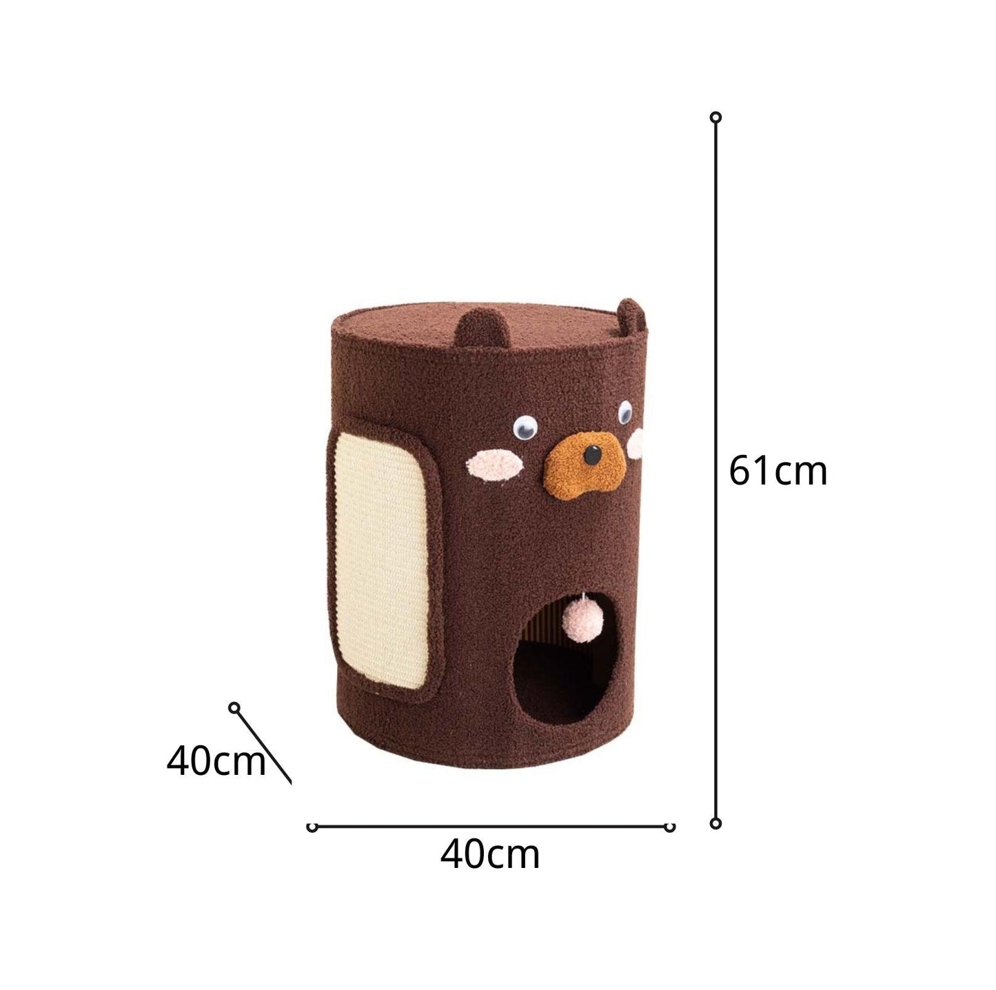 Bear Barrel Cat Scratching Post with Detachable Plush Covering - {{product.type}} - PawPawUp