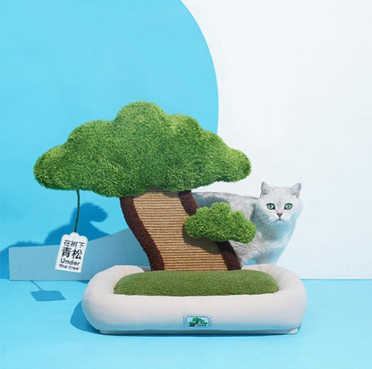 ZeZe Multifunctional Cat Bed With Sisal Scratcher And Dangly Toy "Relax Under The Potted-Tree" - {{product.type}} - PawPawUp