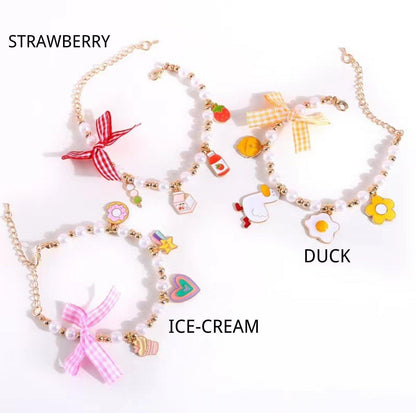 Cute Adjustable Ice-cream Strawberry & Duck Pet Necklace - {{product.type}} - PawPawUp