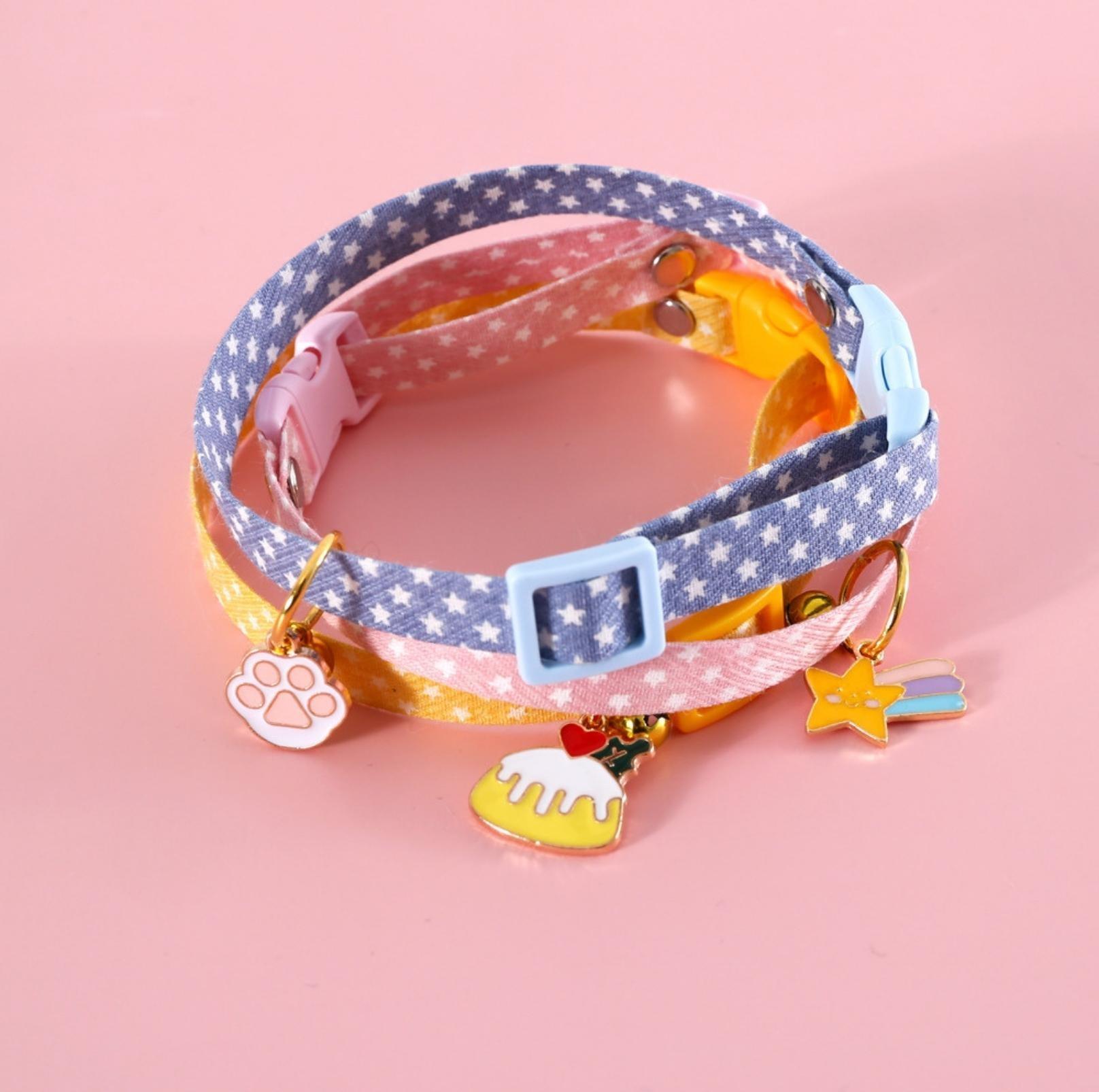 Adjustable Pet Collar with Lovely Charm and Copper Bell for Cats and Small Dogs - {{product.type}} - PawPawUp