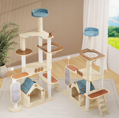 Adorable & Attractive Modern Wooden Large Cat Tree with Windmill Design - {{product.type}} - PawPawUp