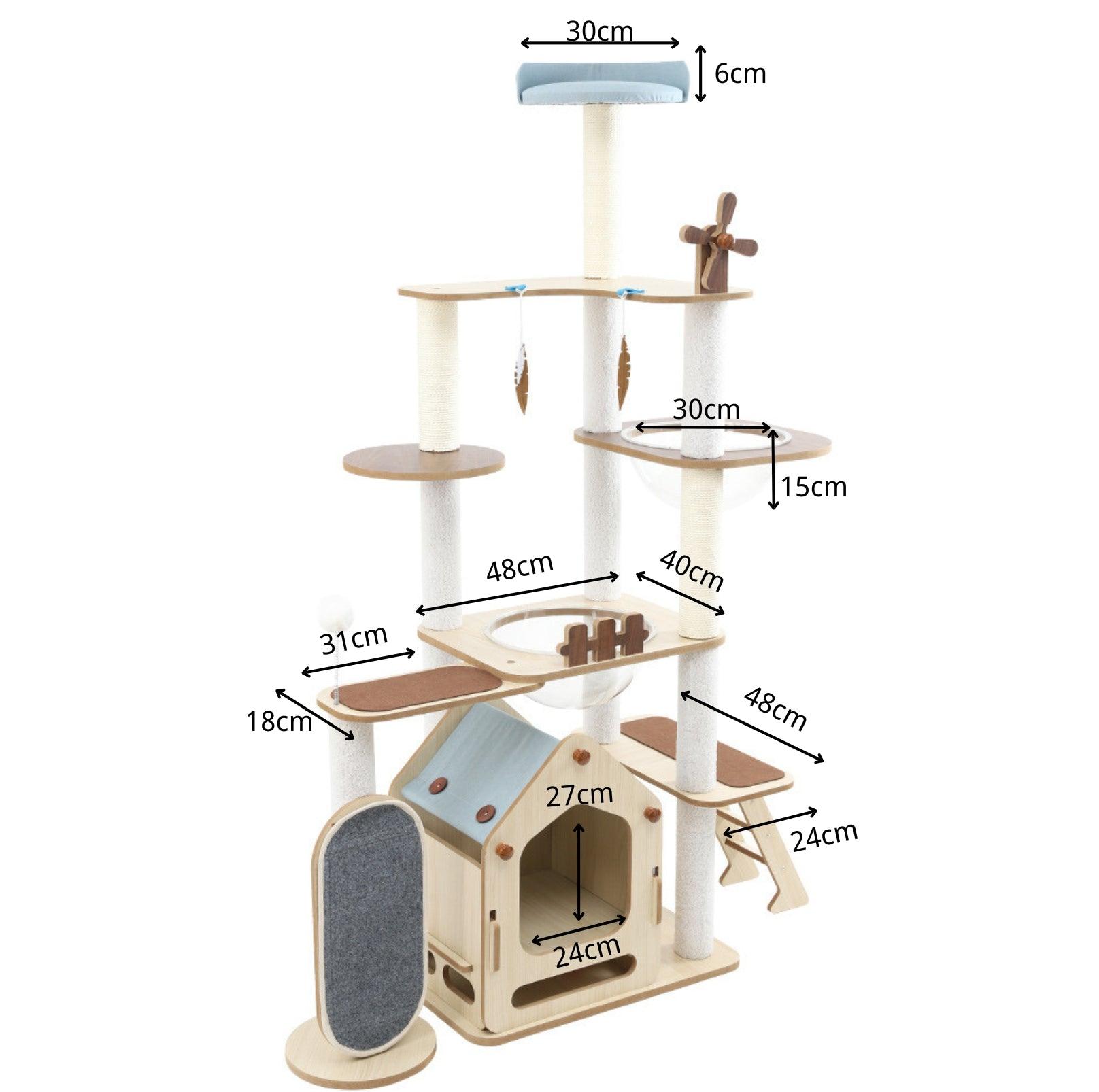 Adorable & Attractive Modern Wooden Large Cat Tree with Windmill Design - {{product.type}} - PawPawUp