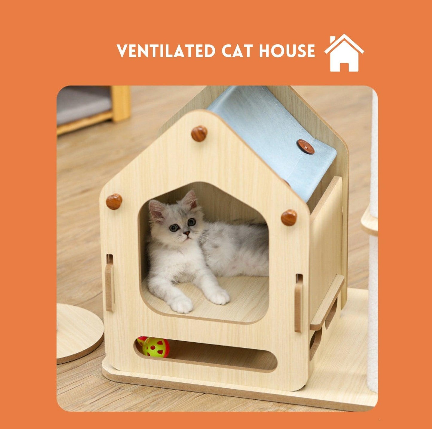 Adorable & Attractive Modern Wooden Large Cat Tree with Windmill Design - {{product.type}} - PawPawUp
