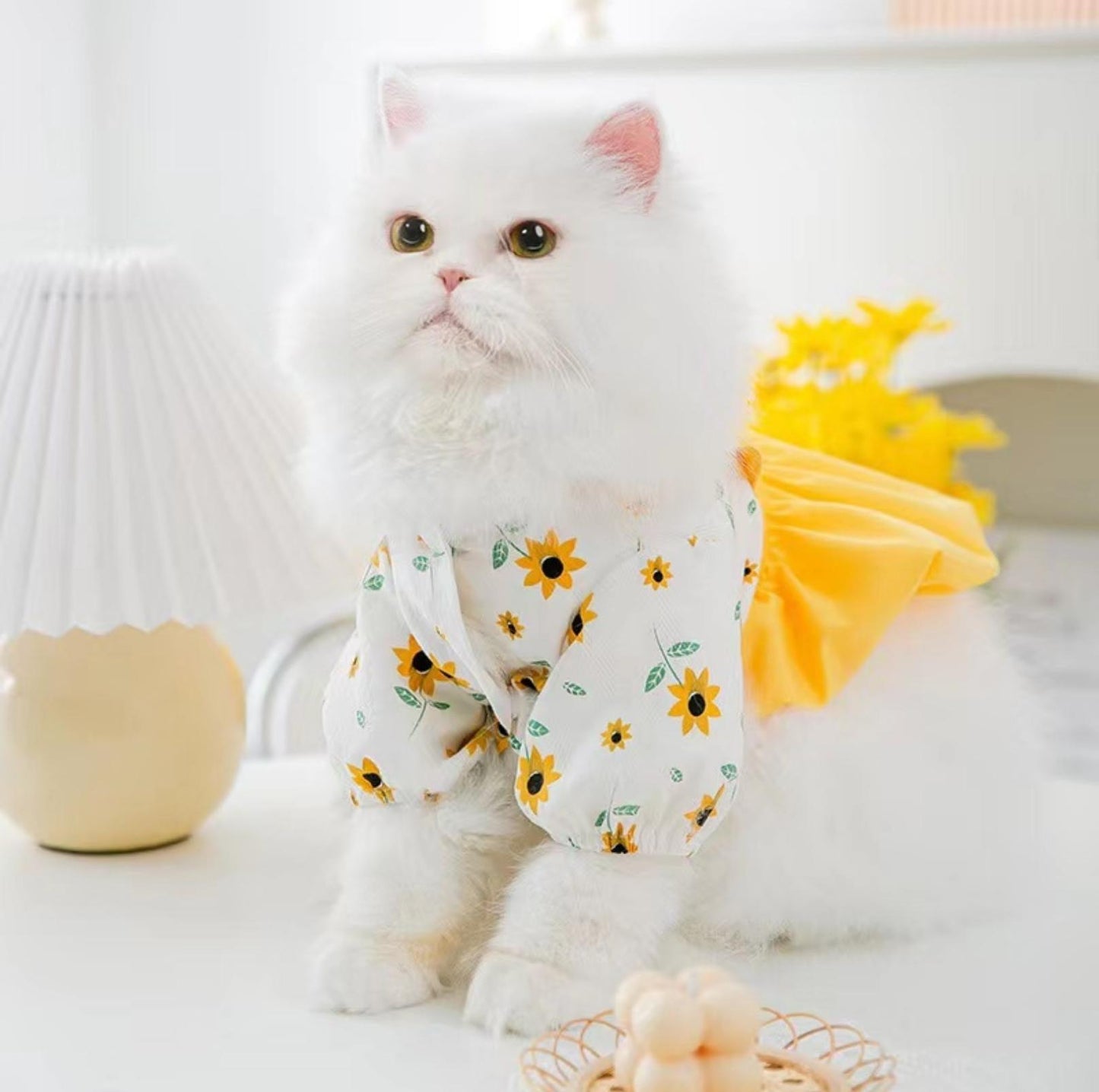 Arorable Sunflower Print Pet Dress For Summer Pet Apparels - {{product.type}} - PawPawUp