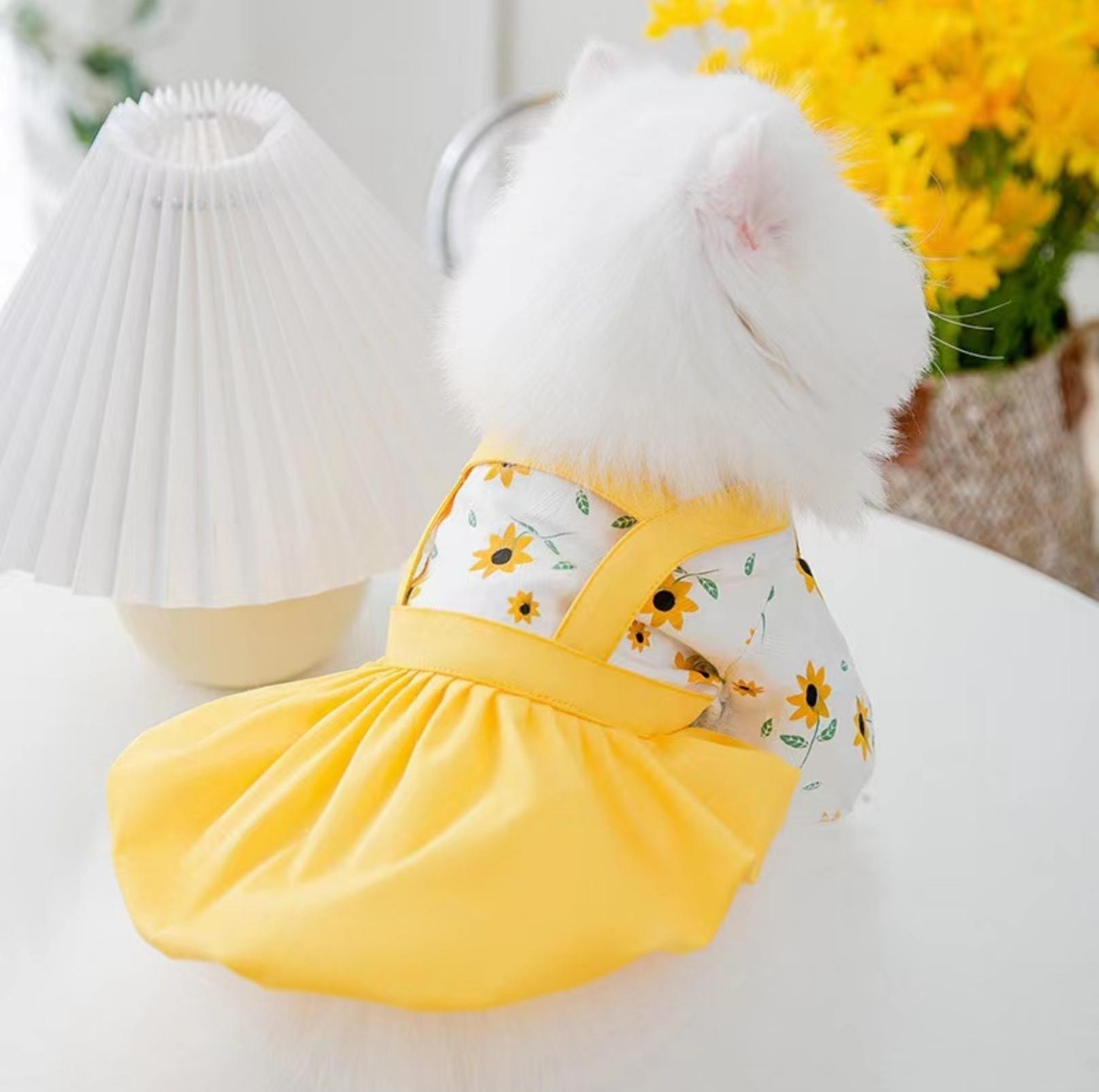 Arorable Sunflower Print Pet Dress For Summer Pet Apparels - {{product.type}} - PawPawUp