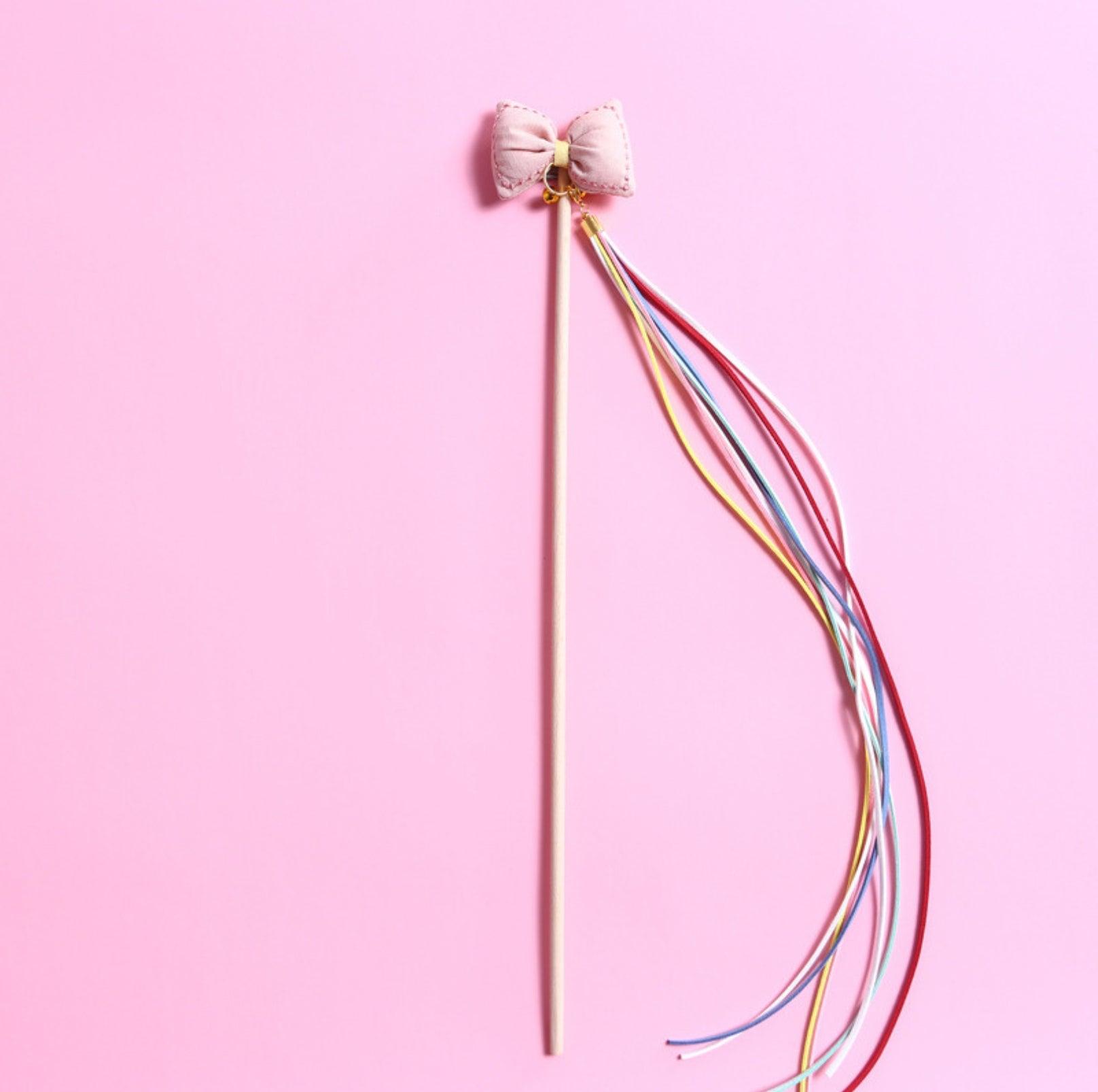 Bow Style Cat Stick With Long Tassel Cat Toy for Interactive Play - {{product.type}} - PawPawUp