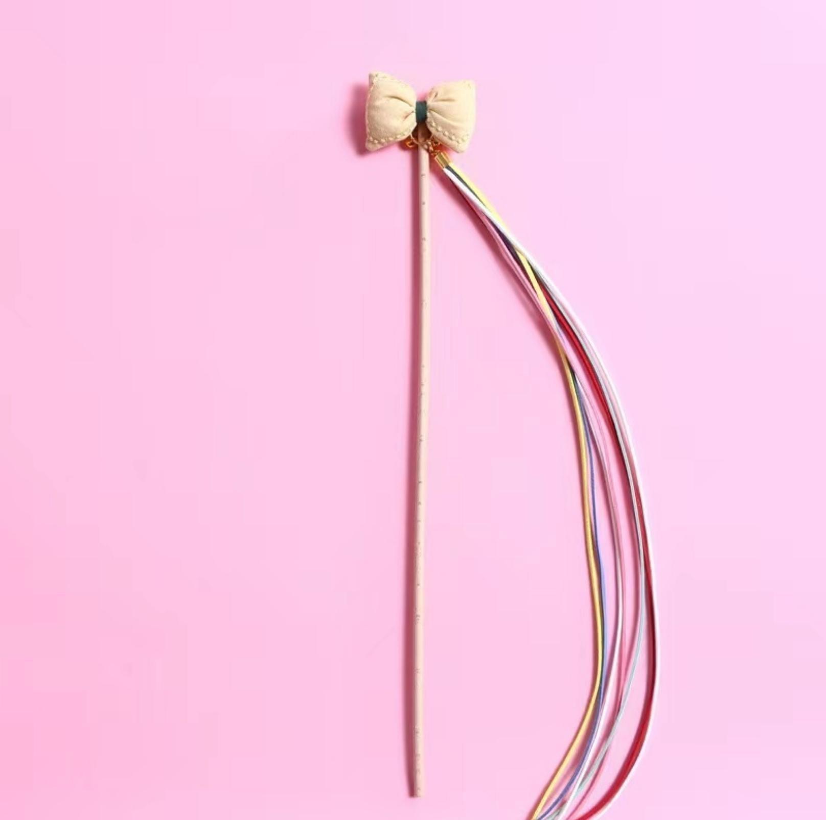 Bow Style Cat Stick With Long Tassel Cat Toy for Interactive Play - {{product.type}} - PawPawUp
