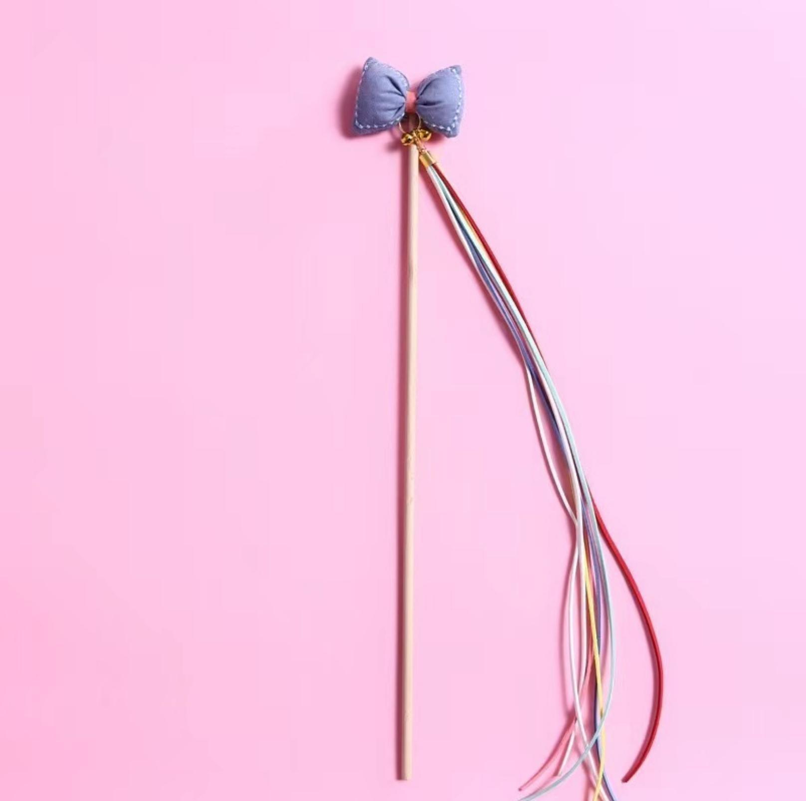 Bow Style Cat Stick With Long Tassel Cat Toy for Interactive Play - {{product.type}} - PawPawUp