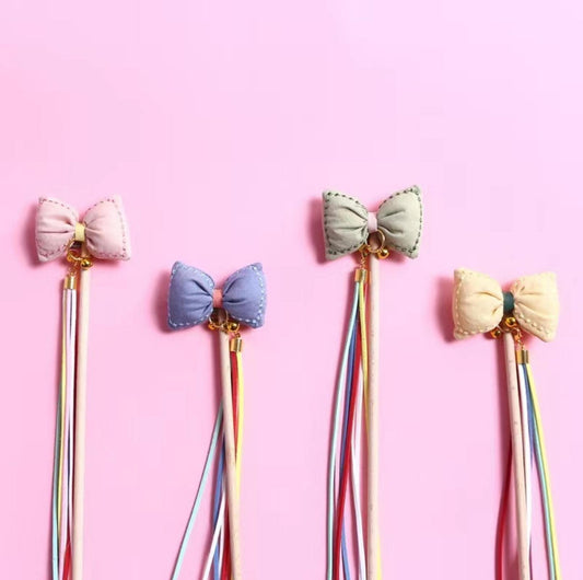 Bow Style Cat Stick With Long Tassel Cat Toy for Interactive Play - {{product.type}} - PawPawUp