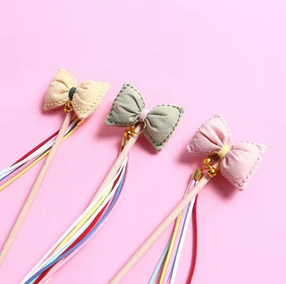 Bow Style Cat Stick With Long Tassel Cat Toy for Interactive Play - {{product.type}} - PawPawUp