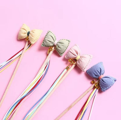 Bow Style Cat Stick With Long Tassel Cat Toy for Interactive Play - {{product.type}} - PawPawUp