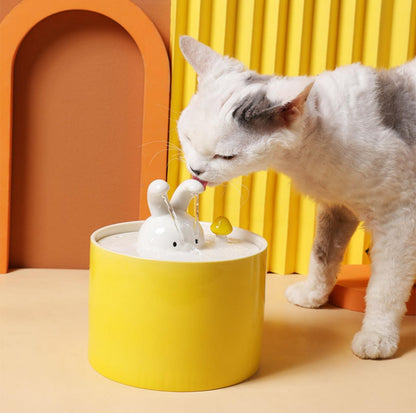 Cute Bunny Ceramics Automatic Pet Water Fountain | 1500ml - {{product.type}} - PawPawUp
