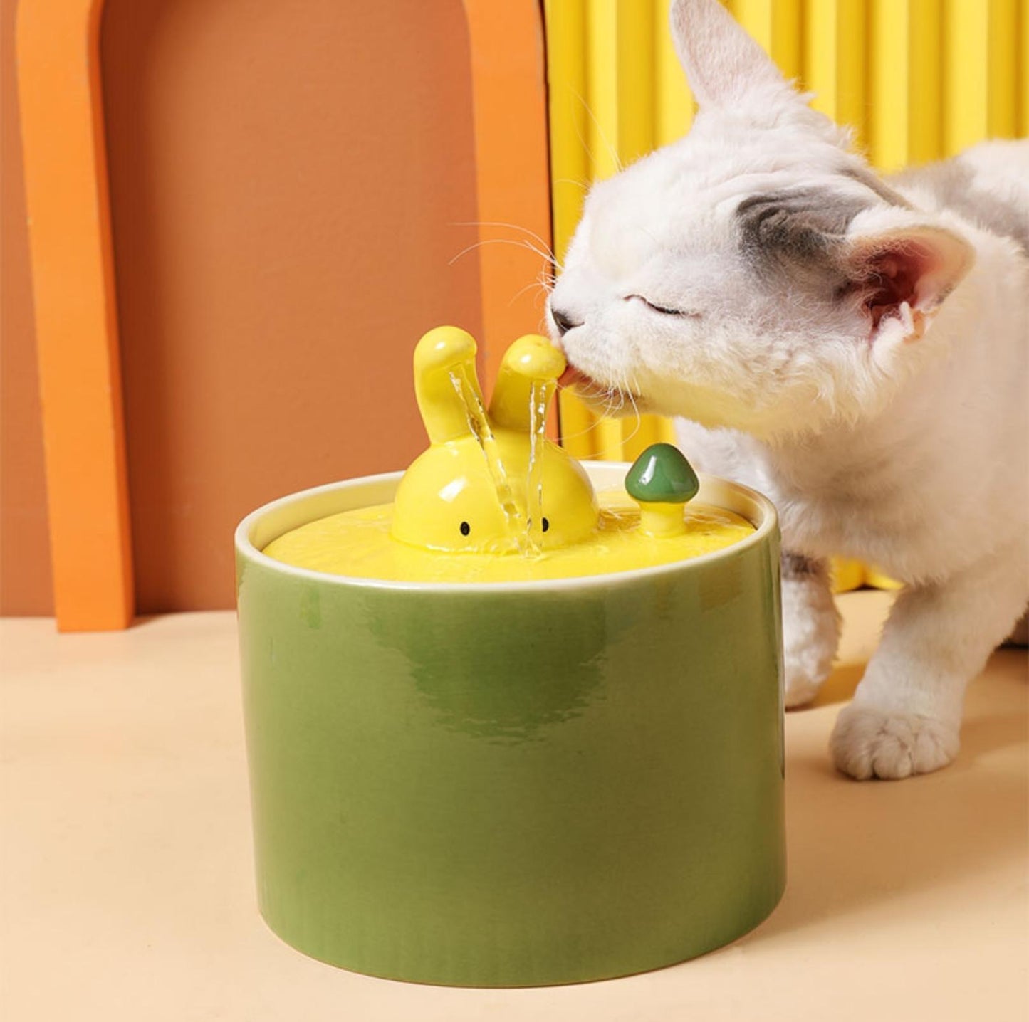 Cute Bunny Ceramics Automatic Pet Water Fountain | 1500ml - {{product.type}} - PawPawUp